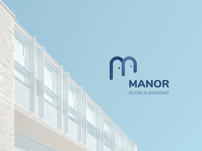 Manor blue brand doors home house identity logo mark windows