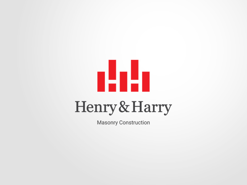 Henry & Harry masonry brick negativespace smart logomark mark logo h letterh initial monogram construction
