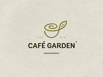 Café Garden botanic brand coffee green leaf logo logotype mark monoline olive organic tea