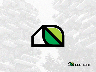 EcoHome® construction eco ecofirendly home house leaf logo logomark nature smart