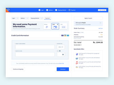 Credit Card Checkout #dailyui #002 clean concept creative credit card form credit card payment daily ui ecommerce shop payment payment form payment info paypal shopping ui uiux visa card web