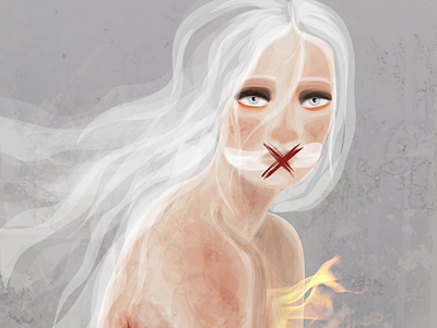 Unspoken art digital painting digitalart fire illustration sad sad eyes vector vector illustration vectorart