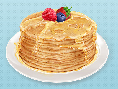 Pancakes with berries and honey berries honey illustration pancakes