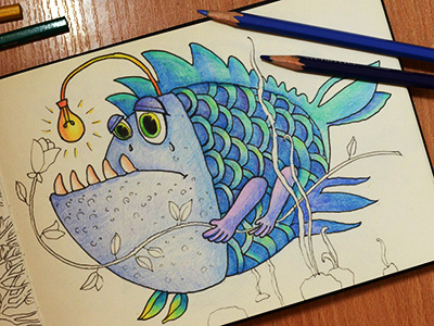 Sad Fish colorpencils drawing fish illustration light mariashishcova sadfish sadness sketch sketchart sketchbook