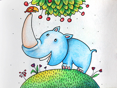 Rhino and toucan colorpencils colors drawing graphics illustration mariashishcova rhino sketch sketchart sketchbook toucan