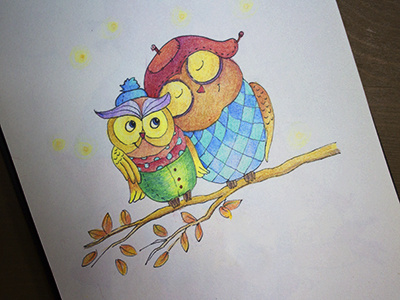 Love is in the air colorpencils colors drawing graphics illustration love cute loveisintheair mariashishcova owl sketch sketchart sketchbook