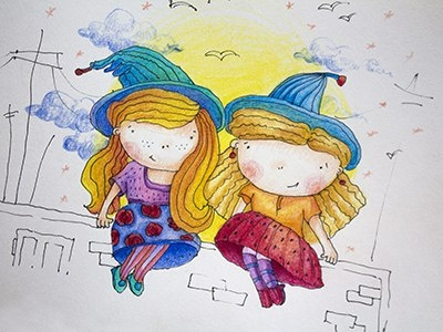 Сute witches colorpencils cute drawing friends girls graphics illustration mariashishcova sketch sketchart sketchbook witch