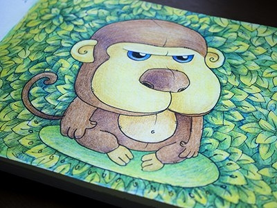 Baboon baboon colorpencils colors drawing graphics illustration leaves mariashishcova sketch sketchart sketchbook