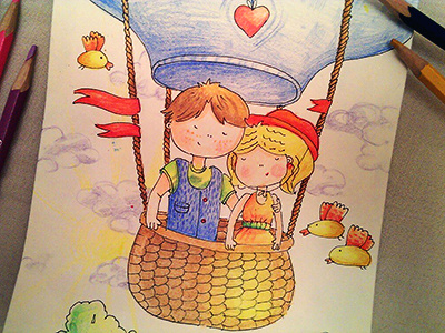 Love is in the air art character coloredpencils colors drawing graphics illustration love mariashishcova sketch sketchbook sketching
