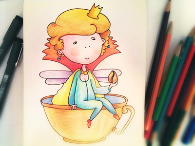 Coffee princess art character coloredpencils colors drawing graphics illustration mariashishcova princess sketch sketchbook sketching