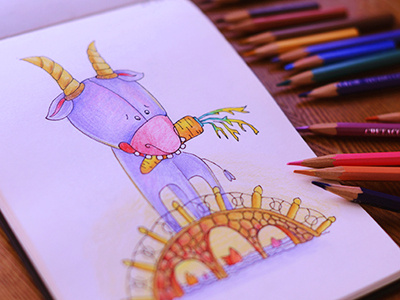 Cute Little Goat! art coloredpencil colors drawing drawingeveryday goat illustration mariashishcova moleskine sketchbook