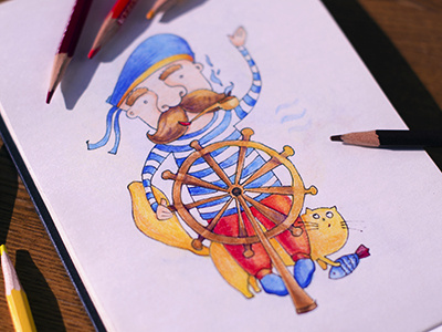 Sailor coloredpencil colors drawing drawingeveryday illustration love loveisintheair mariashishcova moleskine sailor sketchbook