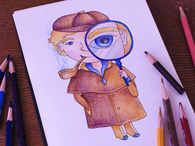 Sherlock Holmes coloredpencil colors drawing drawingeveryday illustration mariashishcova moleskine sherlock sherlockholmes sketchbook