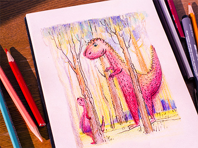 Hide and Seek coloredpencil colors dragon drawing drawingeveryday hidean illustration mariashishcova moleskine sketchbook