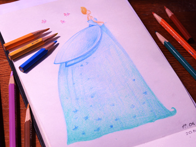 Too Long Dress coloredpencil colors drawingeveryday dress lady mariashishcova moleskine nice sketchbook