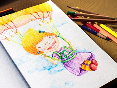 Parachute art character coloredpencil colors drawing drawingeveryday illustration mariashishcova moleskine parachute sketchbook