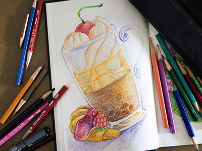 Cold coffee art character coloredpencil colors drawing drawingeveryday illustration mariashishcova moleskine sketchbook