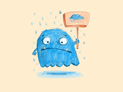 Blue Monster art bluemonster cute cutemonster digital drawing monster rain