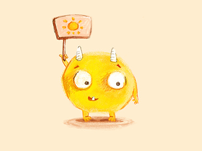 Yellow Monster art cute cutemonster digital drawing monster sun yellowmonster