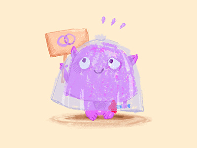 Violet Monster art bride cute cutemonster digital drawing monster wedding