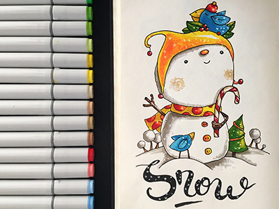 Snowman art colors copic drawing finecolor mariashishcova markers sketchmarkers snowman touchmarkers