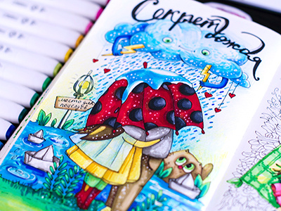 The secret of rain art drawing illustration illustrator mariashishcova markers postcards sketchmarker touchmarkers touchtwin