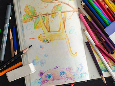 Wildlife art character coloredpencil colors drawing drawingeveryday illustration mariashishcova moleskine sketchbook