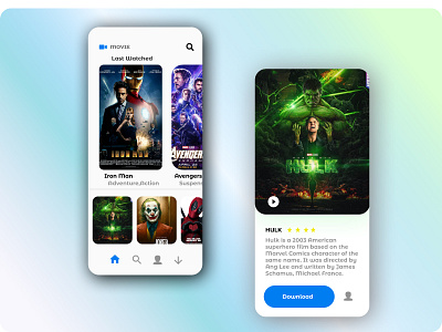 Movie App Concept androidapp androidappdesign app avengers branding clean colors design designstudio dribbble hulk iosapp movie app movieapp ui uidesign ux uxdesign