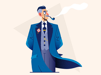 Old-fashioned 🧐 elegant flat illustration monocle old fashioned retro smoke smoking vector vintage