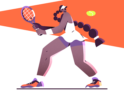 Game, set, match flat illustration illustrator player rolland garros sport tennis tournament vector woman