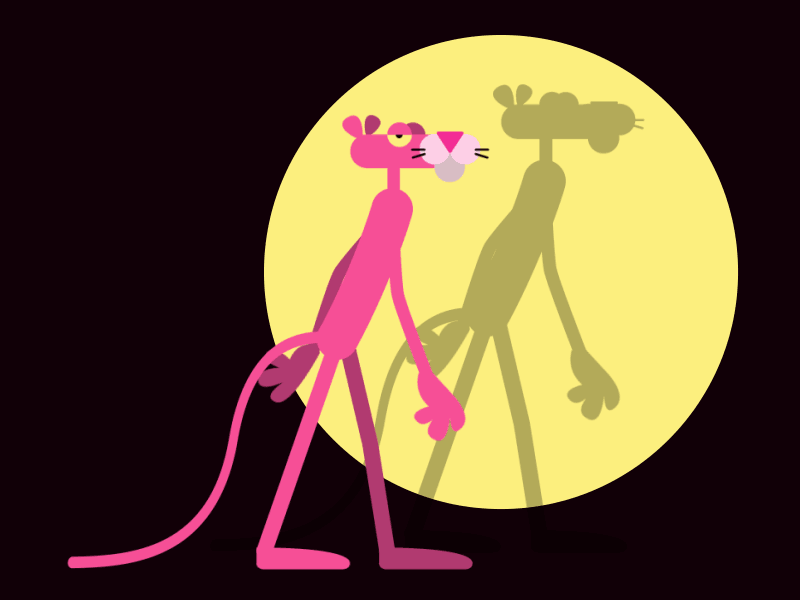 Pink Panther gaspart gif illustration light pink panther rose walk cycle