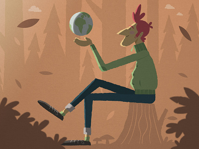 To be or not to be earth gaspart illustration nature self portrait sit trees wood