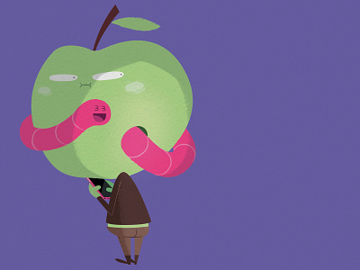 Apple face apple fun gaspart illustration series smartphone smile worm