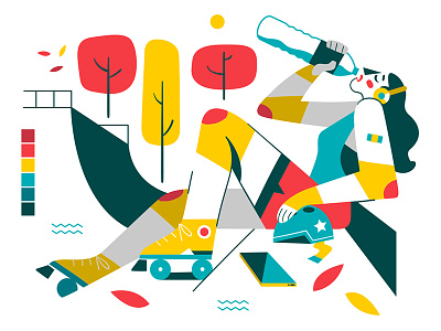 Break Time ▌▌ break colorful flat illustration roller vector woman