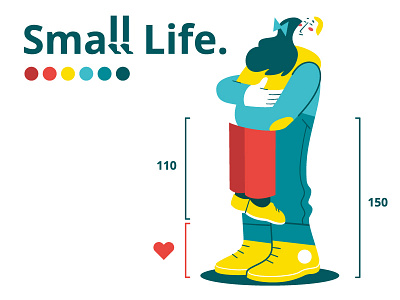 Small Life / Tall Life #1 couple flatdesign hug illustration love man small tall vector woman