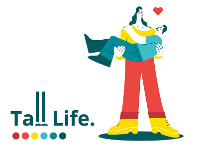 Small Life / Tall Life #1 character couple flat illustration love size small tall vector