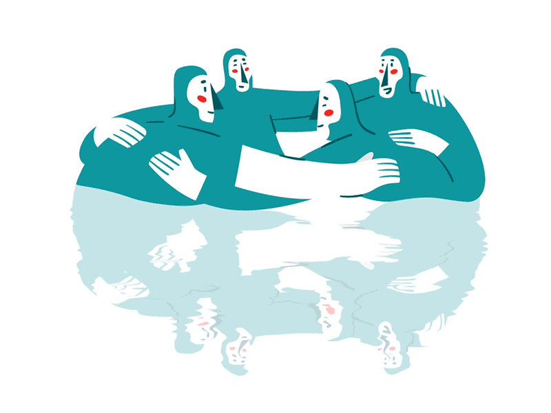 Diving Team 🐠 diving flat gif illustration reflection team together vector water