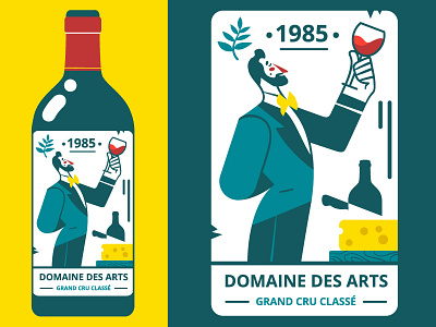 Special dedication to all the people born in 1985 🍷 1985 birthday bottle cheese flat france illustration vector wine
