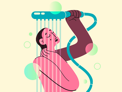 Mind Flow 🚿 bubble flat flow illustration meditation shower vector water woman