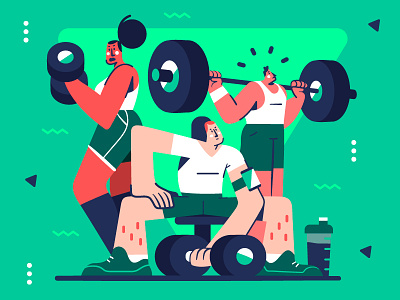 Gym Time! 💪😤 character design flat flat illustration gym illustration motivation people sport vector workout