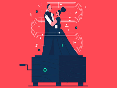 Shall we dance? 🎵 character couple dance design flat flat illustration melody music valse vector