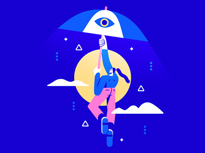 Moonlight 🌝 character character design eye flat flat illustration moon umbrella vector