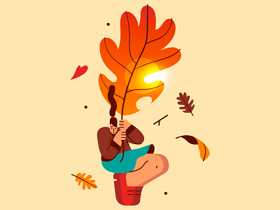 First day of Fall 🍂 autumn character design flat flat illustration leaf vector warm woman