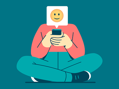 🙂 character emoji flat illustration phone smile smiley vector
