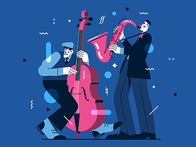 Jazzy Illustration 🎷🎶 character flat illustration jazz music musicians pattern saxophone vector