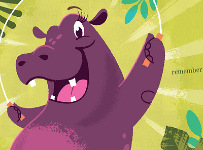 Hip Hooray Hippo!, Jumping rope childrens book hippo hippopotamus illustration illustrator