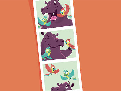Hip Hooray, Hippo! Photo booth strip bird childrens book hippo hippopotamus illustration illustrator