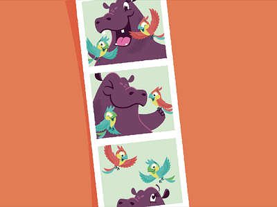 Hip Hooray, Hippo! Photo booth strip bird childrens book hippo hippopotamus illustration illustrator