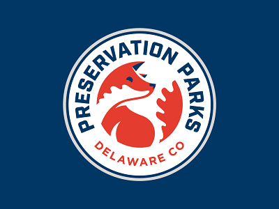 Preservation Parks of Delaware County badge branding circle fox illustrator leaf logo metro outdoor park patch vector