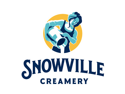 Snowville Creamery adobe branding illustration illustrator logo mascot milk packaging